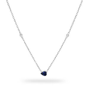 Pear Shaped Sapphire and Canadian Diamond Necklace in White Gold