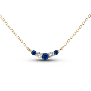 Diamond and Sapphire Curve Necklace in Yellow Gold