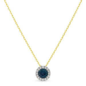 Alexandrite and Canadian Diamond Halo Pendant In 14K Yellow and White Gold