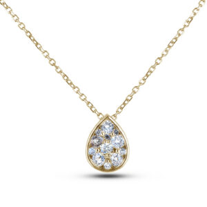 Canadian Diamond Pear Shape Cluster Pendant and Chain in Yellow Gold