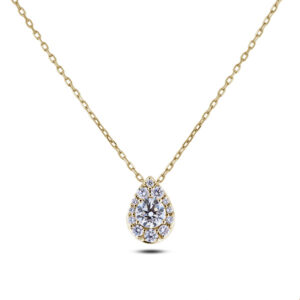 De Beers Forevermark Diamond Halo Pear Shaped Pendant in 14K Yellow Gold