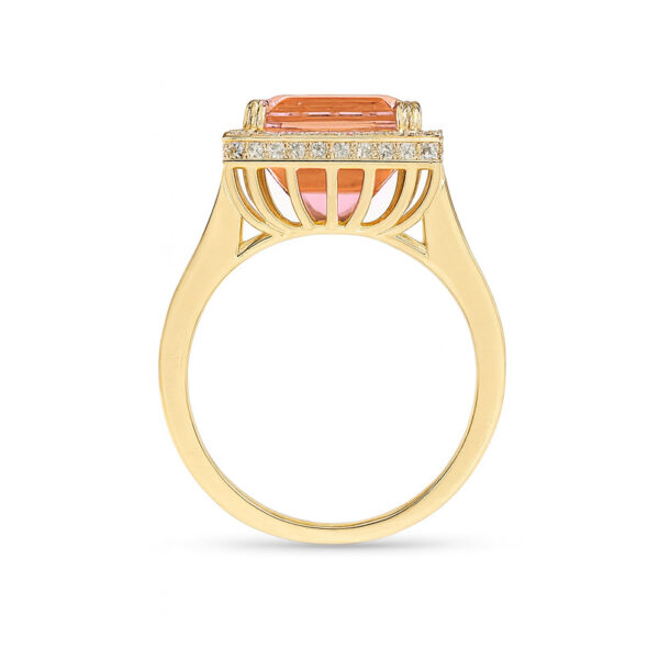 Morganite and Diamond Cocktail Ring in 14K Yellow Gold