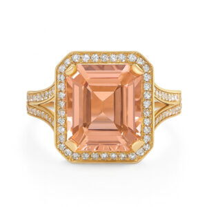 Morganite and Diamond Cocktail Ring in 14K Yellow Gold