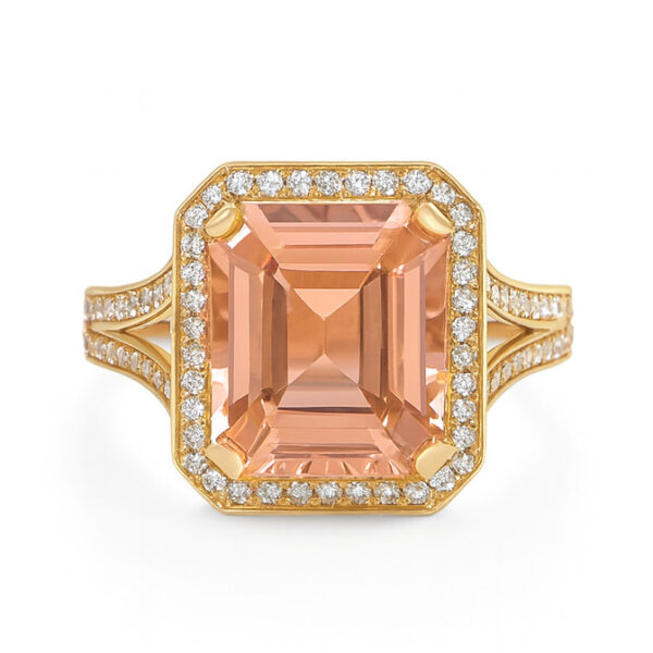 Morganite and Diamond Cocktail Ring in 14K Yellow Gold