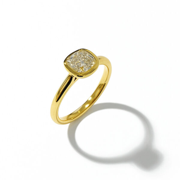 Black Label De Beers Forevermark Diamond Solitaire Bezel Set Engagement Ring in 18K Yellow Gold