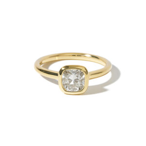 Black Label De Beers Forevermark Diamond Solitaire Bezel Set Engagement Ring in 18K Yellow Gold