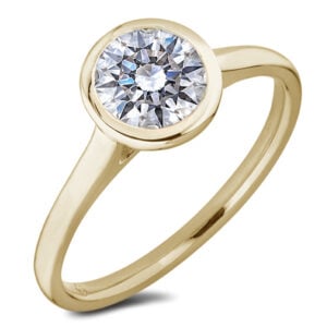 Canadian Diamond Bezel Set Solitaire Engagement Ring in Yellow Gold - 0.41 Carat (I1 Clarity, I Color)