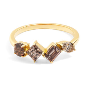 Canadian Coffee Diamond Mosaic Style Anniversary Ring in Yellow Gold