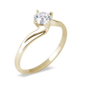 Canadian Diamond Twist Solitaire Engagement Ring In Yellow Gold 0.23 Carat