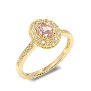 Oval Morganite Ring With Hidden Diamond Detail In Yellow Gold