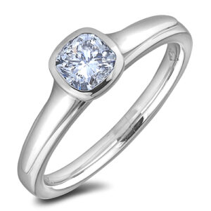 De Beers Forevermark Black Label Diamond Solitaire Bezel Set Ring in Platinum