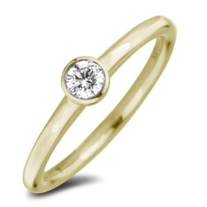 Canadian Diamond Bezel Set Solitaire Ring in Yellow Gold