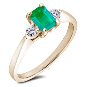 Emerald and Canadian Diamond Trilogy Ring in Yellow Gold