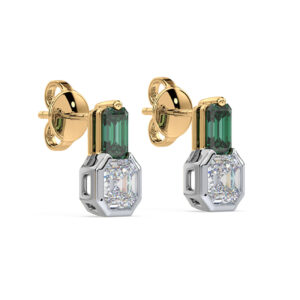 De Beers Forevermark Ideal Cut Black Label Diamond & Emerald Earrings in Platinum & 18K Yellow Gold