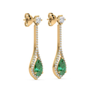 Emerald and De Beers Forevermark Diamond Dangle Stud Earrings in 18K Gold