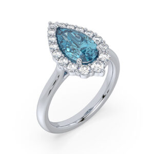De Beers Forevermark Diamond and Brazilian Aquamarine Halo Ring in 18K White Gold