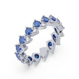 Elegant Sapphire and Canadian Diamond Eternity Ring in White Gold