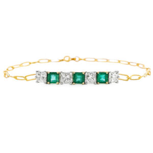 Emerald and Canadian Diamond Bracelet in 14K White and Yellow Gold