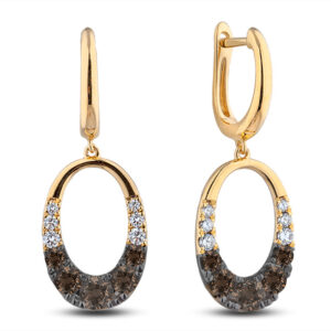 Canadian Coffee Diamond Dangle Earrings in Yellow Gold