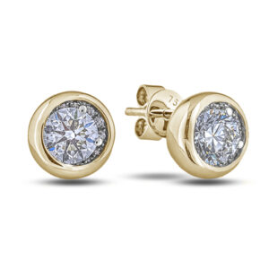 Bezel Set Stud Earrings Featuring Canadian Diamonds in Yellow Gold