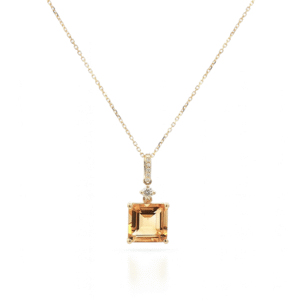 Citrine and Canadian Diamond Pendant in Yellow Gold