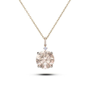 Morganite and Canadian Diamond Pendant in Yellow Gold