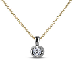 Canadian Diamond Tension Set Solitaire Pendant in White and Yellow Gold | 0.13 Carat