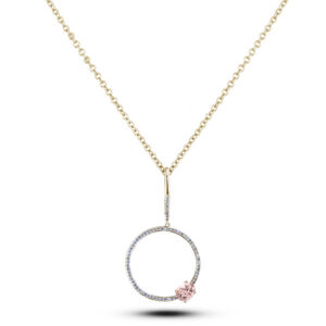 Morganite and Canadian Diamond Circle Pendant in Yellow Gold