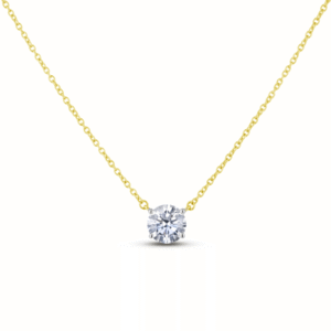 Canadian Diamond Solitaire Necklace in Yellow and White Gold