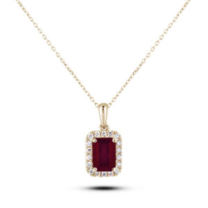 Canadian Diamond and Garnet Halo Pendant in Yellow Gold
