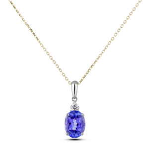Tanzanite and Diamond Pendant in 18K Yellow and White Gold