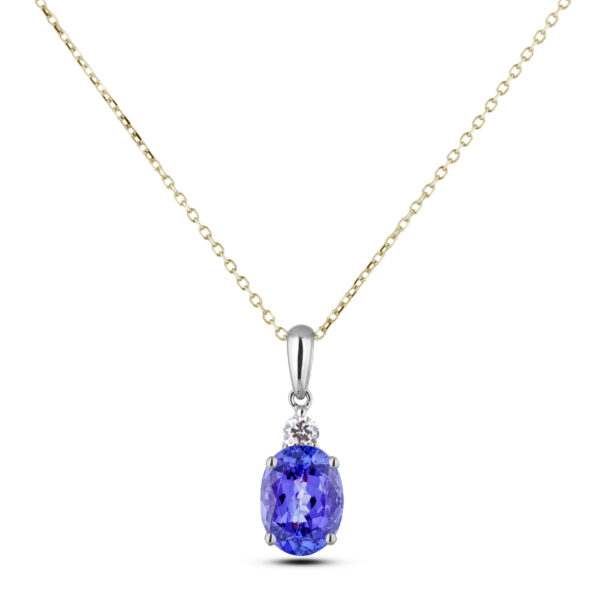 Tanzanite and Diamond Pendant in 18K Yellow and White Gold