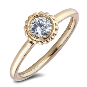 Round Brilliant Cut Canadian Diamond Bezel Set Solitaire Ring in Yellow Gold