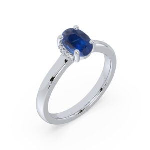 Ceylon Sapphire Ring with Hidden Diamond Detail in Platinum