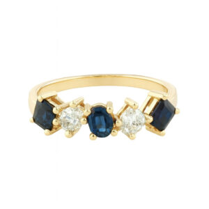 Canadian Diamond and Sapphire Mosaic Style Ring in Yellow Gold