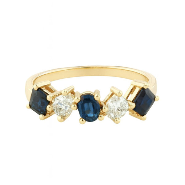 Canadian Diamond and Sapphire Mosaic Style Ring in Yellow Gold