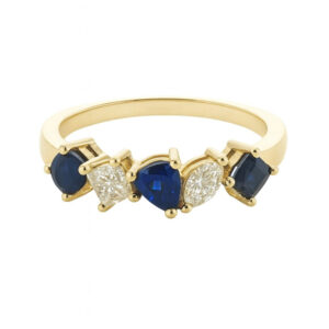 Mosaic Style Ring Featuring Sapphire and Canadian Diamond in Yellow Gold