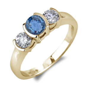 Sapphire and Canadian Diamond Ring In Yellow Gold