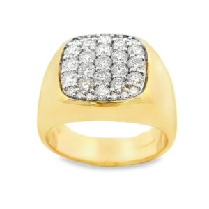 Men's Diamond Signet Ring In 18K Yellow Gold