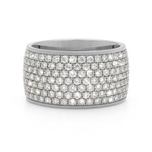 Wide Multi-Row Pave Diamond Band in 18K White Gold