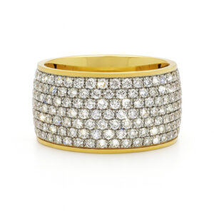 Wide Multi-Row Pave Diamond Band in 18K Yellow Gold
