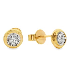 Miracle Setting Solitaire De Beers Forevermark Diamond Stud Earrings in 18K Gold