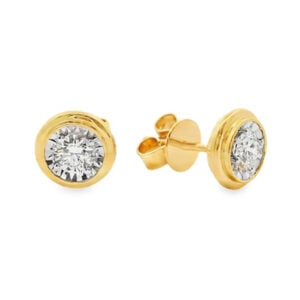 Solitaire De Beers Forevermark Diamond Miracle Setting Stud Earrings in 18K Gold