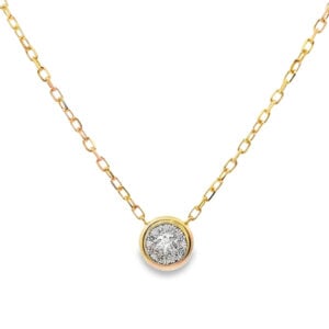 Bezel Setting De Beers Forevermark Diamond Halo Pendant in 18K Gold