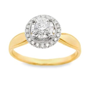 De Beers Forevermark Diamond Halo Vintage Inspired Ring in 18K Yellow and White Gold