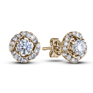 De Beers Forevermark Elegant Halo Diamond Stud Earrings in 14K Yellow Gold
