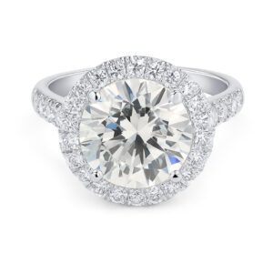 GIA Certified Diamond Classic Halo Engagement Ring in 18K White Gold