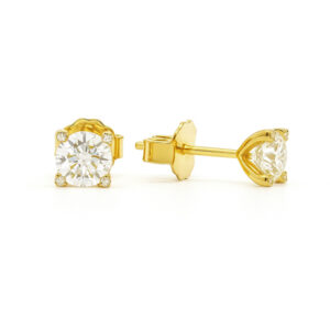 De Beers Forevermark Diamond Stud Earrings with Diamond-Accented Claws in 18K Yellow Gold