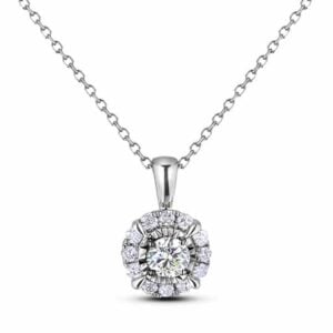 De Beers Forevermark Diamond Miracle Halo Setting Pendant in 18K White Gold