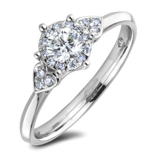 Vintage Inspired De Beers Forevermark Diamond Halo Ring in 14K White Gold